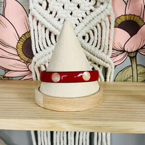 Vintage Red Bangle with MOP Dots‎ One Size Brass